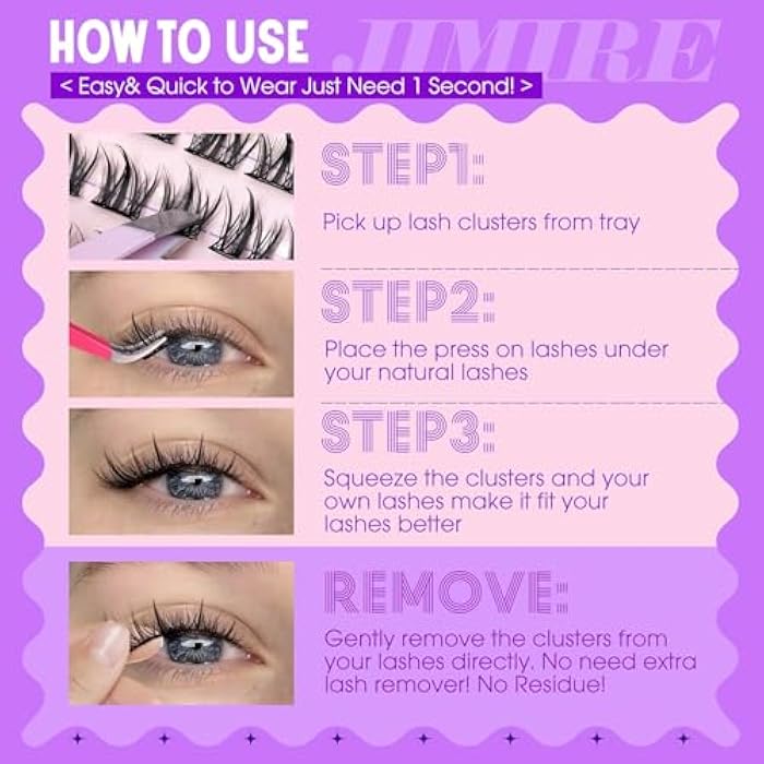 Natural Self Adhesive Eyelashes 12MM - 4O PCS - Wispy Press on Lashes Pre Glued Lash Clusters No Glue Needed Press on Eyelash Clusters Reusable Self Adhesive Lash - Image 4
